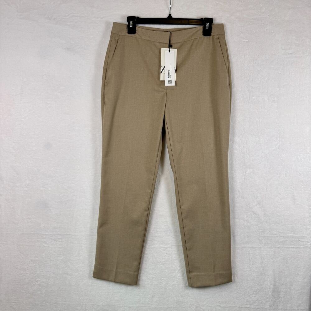 Zara Beige Brown Cropped Dress High Waist Tailored Pants Women Casual M Work